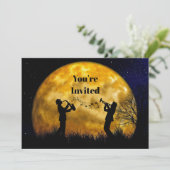 Muzikanten Volle Maan Waterverf Verjaardag Kaart (Staand voorkant)