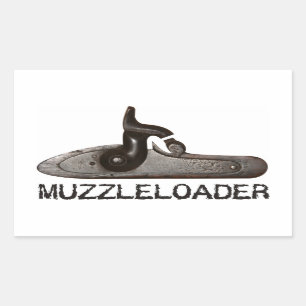 Muzzleoader broek & hamer, zwart poeder geweer rechthoekige sticker