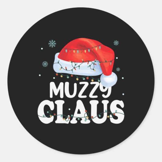 Muzzy Claus Xmas Familie Bijpassende Grappige Oma  Ronde Sticker (Voorkant)