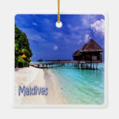 MV004-eilanden MALDIVES-strand, Azië, Keramisch Ornament (Achterkant)