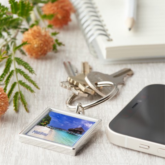 MV004-eilanden MALDIVES-strand, Azië, Sleutelhanger (Zijkant)