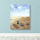 MV-22B Ospreys vliegen boven het Amerikaanse Navy  Canvas Afdruk (Insitu (Houten vloer))