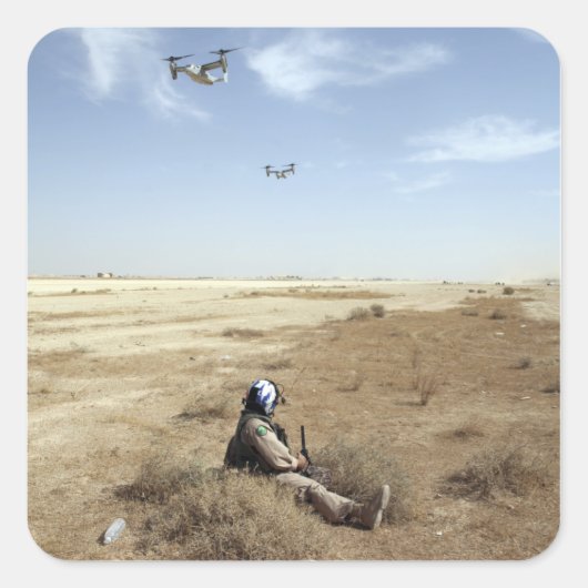 MV-22B Ospreys vliegen boven het Amerikaanse Navy  Vierkante Sticker (Voorkant)