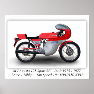 MV Agusta 125 Sport SE-motorfiets - A3/A4-Poster Poster