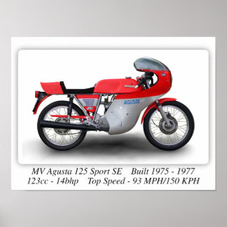 MV Agusta 125 Sport SE-motorfiets - A3/A4-Poster Poster