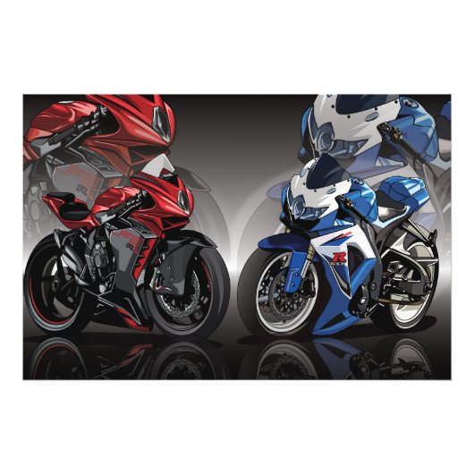 MV Agusta F3 x Suzuki GSX-R Foto Afdruk (Voorkant)