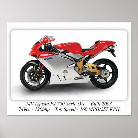 MV Agusta F4750 Serie Oro Motorcycle - A3-formaat Poster (Voorkant)