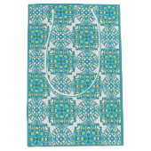 MVB Blauwgroen Blauw & Geel Faux Kant Medium Cadeauzakje (Voorkant)