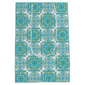 MVB Blauwgroen Blauw & Geel Faux Kant Medium Cadeauzakje (Achterkant)