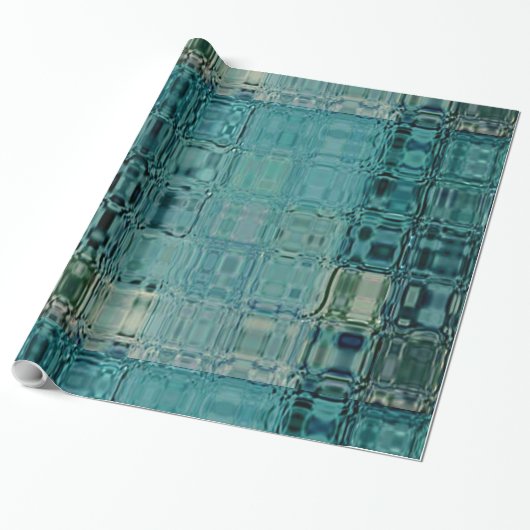 MVB Blue Blauwgroen - FauxGlass -Wrapppapier Cadeaupapier (Uitgerold)