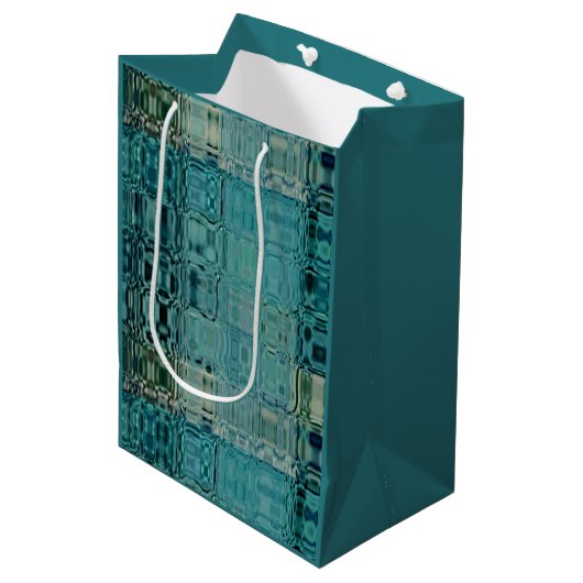 MVB Blue Teal- FauxGlass -Inpakpapier Medium Cadeauzakje (Voorkant Gekanteld)