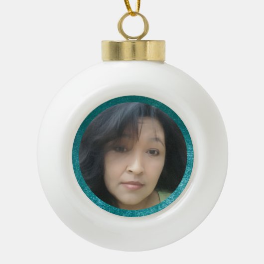 MVB Faux Velvet Teal Customizable Design Keramische Bal Ornament (Voorkant)