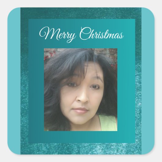 MVB Faux Velvet Teal Customizable Design Vierkante Sticker (Voorkant)