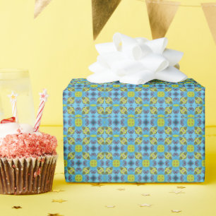 MVB Geo Sky Blue met een vleugje geel Design Cadeaupapier