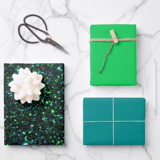 MVB Glanzend Groen Blauw Ontwerp Inpakpapier Vel (Voorkant)
