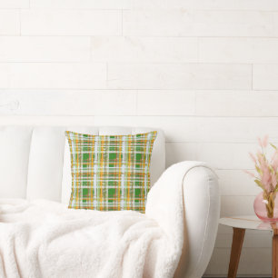 MVB Herfst Plaid Groen/Sinaasappel/Geel Ontwerp Kussen