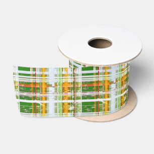 MVB Herfst Plaid Groen/Sinaasappel/Geel Ontwerp Satijnen Lint