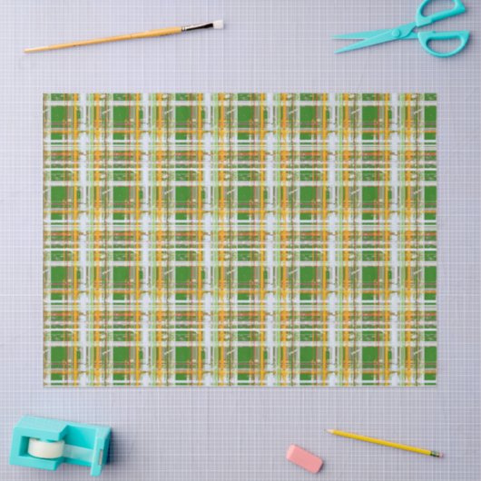 MVB Herfst Plaid Groen/Sinaasappel/Geel Ontwerp Tissuepapier (Craft)