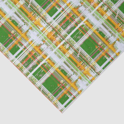 MVB Herfst Plaid Groen/Sinaasappel/Geel Ontwerp Tissuepapier (Detail)