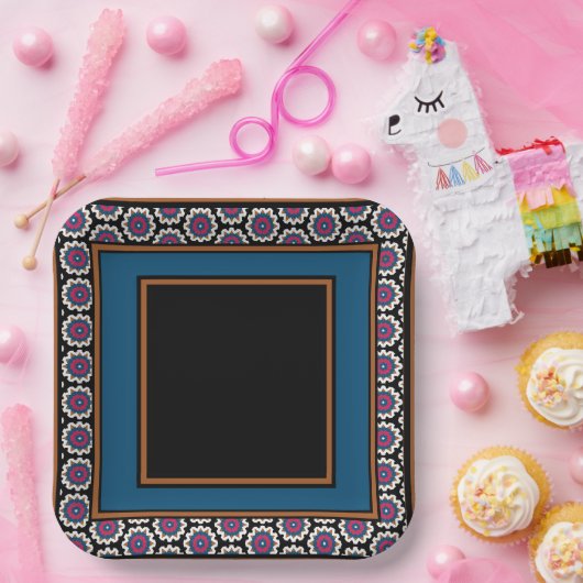 MVB Mexicaans Monogram Able Accent Border ontwerp  Papieren Bordje (Feest)