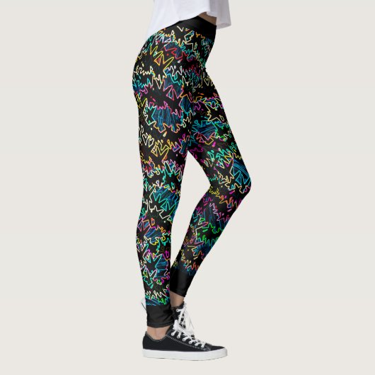 MVB Neon Effect Wave Links Ontwerp Leggings (Rechts)