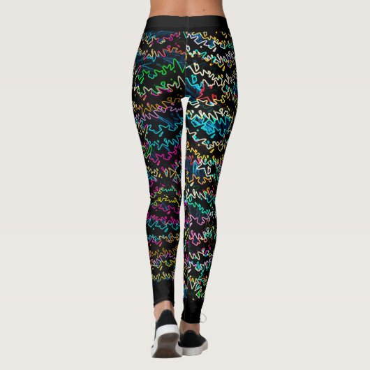 MVB Neon Effect Wave Links Ontwerp Leggings (Achterkant)