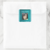 MVB Nep fluweel Teal Aanpasbaar ontwerp Vierkante Sticker (Tas)