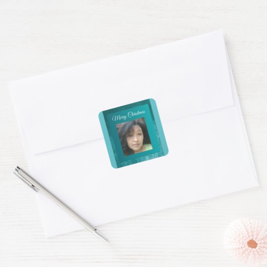 MVB Nep fluweel Teal Aanpasbaar ontwerp Vierkante Sticker (Envelop)