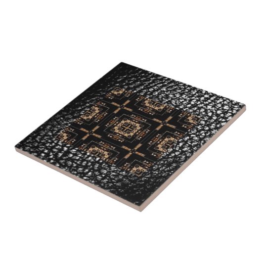 MVB Quad Cross Design Tile/Faux Leather Black Tegeltje (Zijkant)