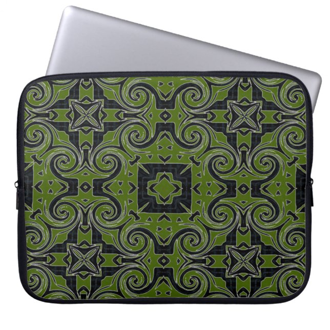 MVB Quad Twirl Design-Green Laptop Sleeve (Voorkant)