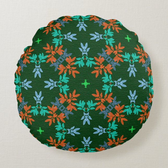 MVB Retro Foliage Herfst Style Rond Kussen (Voorkant)