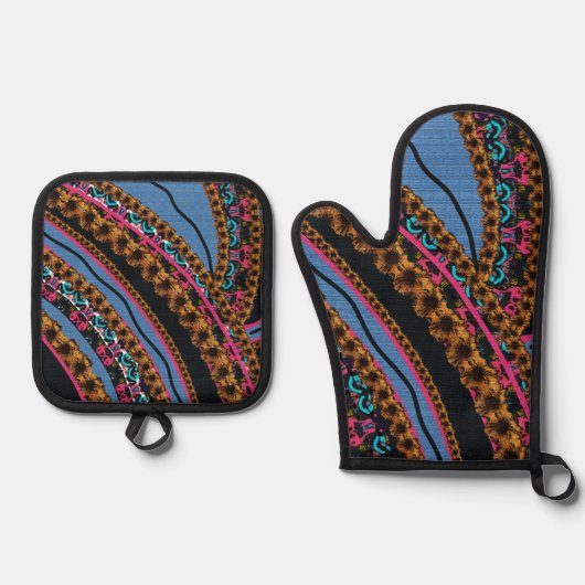 MVB Textiel Abstracte Creatieve Stukken Ovenwant & Pannenlap Set (Voorkant)