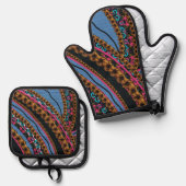 MVB Textiel Abstracte Creatieve Stukken Ovenwant & Pannenlap Set (Voorkant / Achterkant)