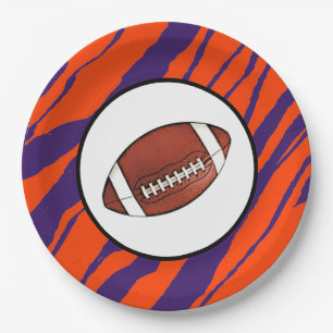 MVB Tiger Strepen Design- Oranje & Paarse Voetbal Papieren Bordje