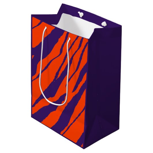 MVB Tiger Stripes Design - Sinaasappel & Paarse Medium Cadeauzakje (Voorkant Gekanteld)