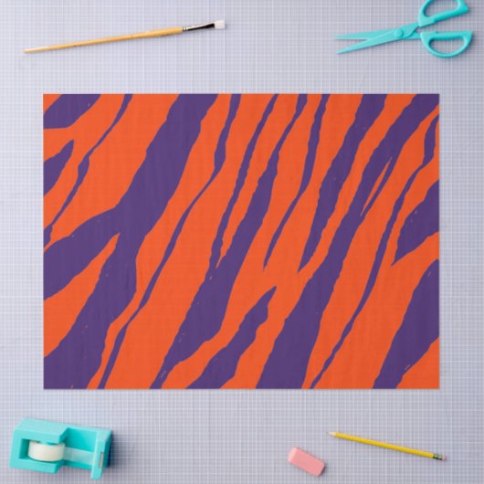 MVB Tiger Stripes Design - Sinaasappel & Paarse Tissuepapier (Craft)