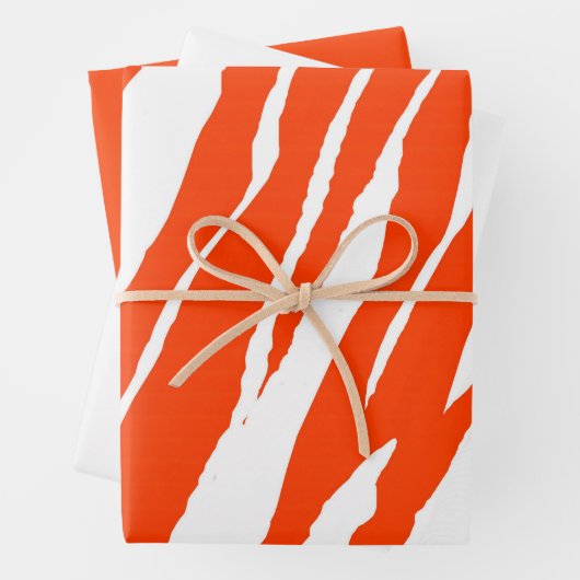 MVB Tiger Stripes Design - Sinaasappel & Wit Inpakpapier Vel (In situ)
