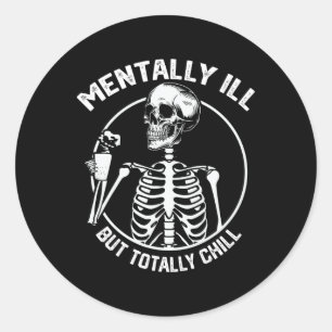 Mvoorbije Il, maar volledig Chill Halloween Skelet Ronde Sticker
