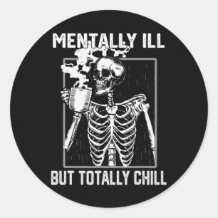 Mvoorbije Il, maar volledig Chill Halloween Skelet Ronde Sticker