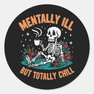 Mvoorbije Il, maar volledig Chill Halloween Skelet Ronde Sticker