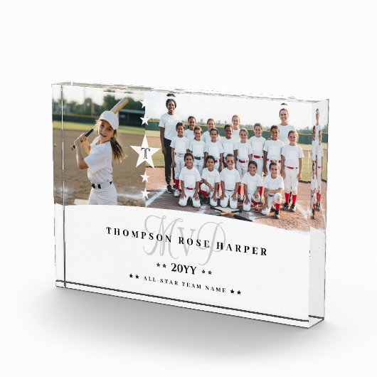 MVP Baseball Player Sports Photo Collage Keepsake Fotoblokken (Rechts)
