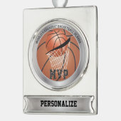 MVP Basketball Player | DIY-naam Verzilverd Banner Ornament (Links)