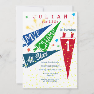 MVP Champ Alle Sterren Modern Kleurrijk 1e Verjaar Kaart