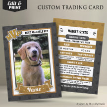 MVP Custom Huisdier Trading Kaarten Fun Dog Tradin