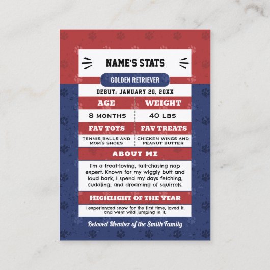 MVP Custom Huisdier Trading Kaarten Fun Dog Tradin Contactkaartje (Achterkant)