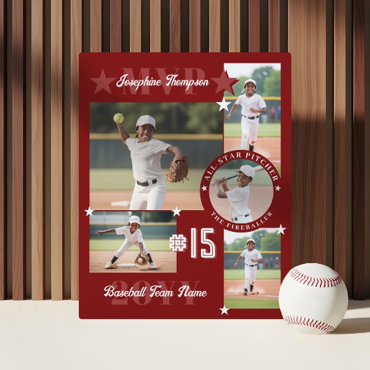 MVP End of Season Baseball Player Photo Collage Fotoplaat