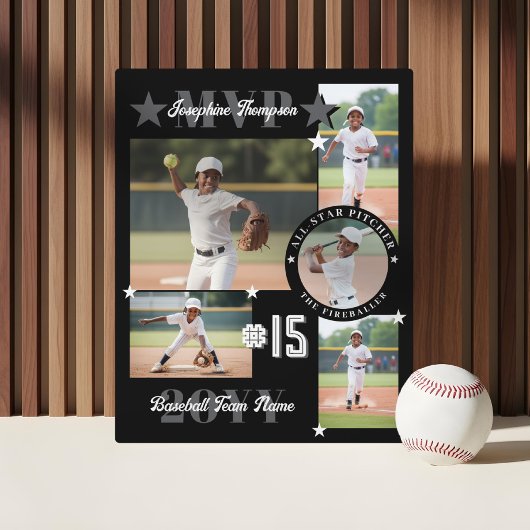 MVP End of Season Baseball Player Photo Collage Fotoplaat