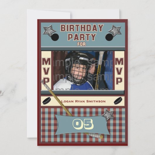MVP Hockey Birthday Party Invitation Kaart (Voorkant)