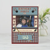 MVP Hockey Birthday Party Invitation Kaart (Staand voorkant)