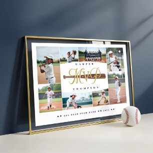 MVP-honkbalspeler Sportfoto-collage Aandenken Poster